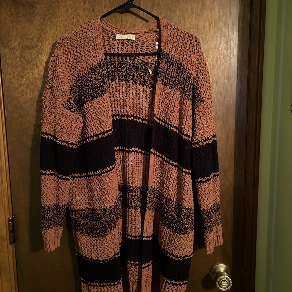 Black / camel colored cardigan